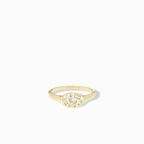 multi shape pave signet ring
